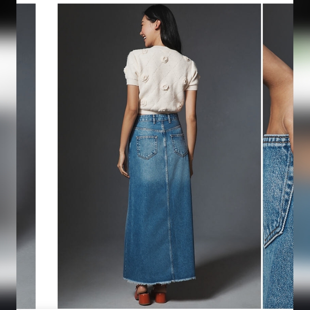 Pilcro Light Blue Denim Skirt with Brand Label - Picture 2 of 13